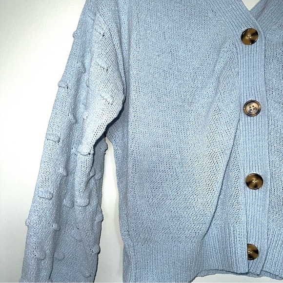 Moon and Madison Button Down Cropped Cardigan | Baby Blue | Size: L | Women - Picture 2 of 7